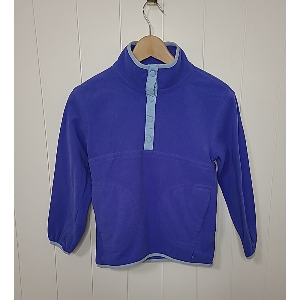 ATHLETA GIRL Top Sz Medium 8/10 Blue Fleece Pullover Sweatshirt Pockets